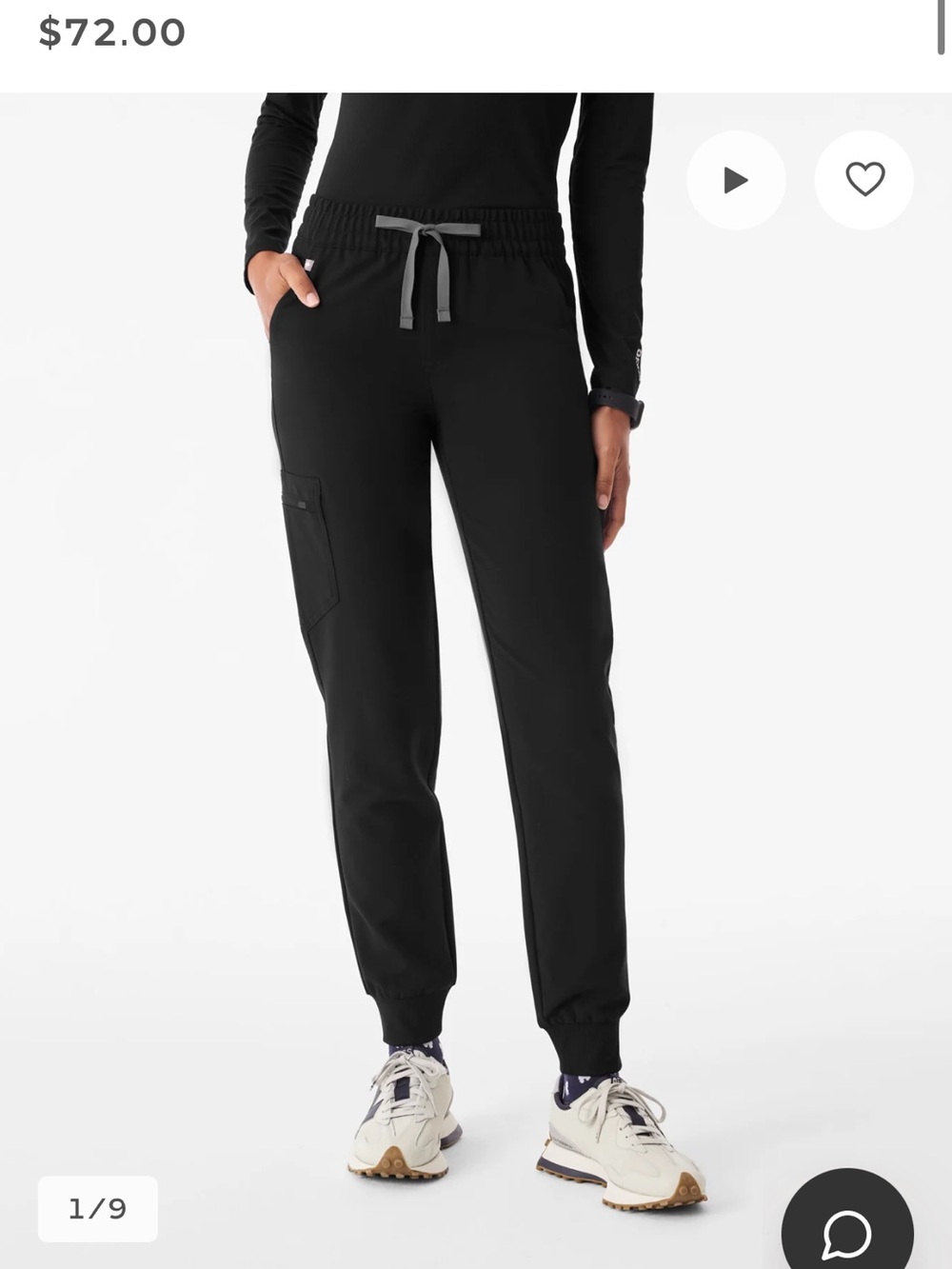 Figs Black Jogger Pants with Gray Drawstring